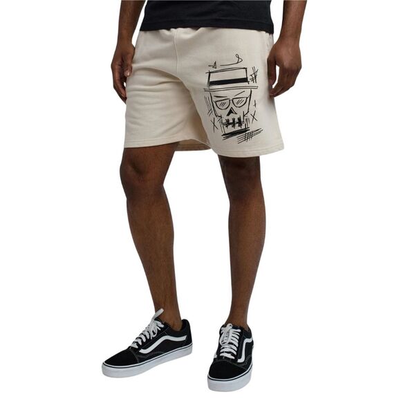 Reason Walter White Skull Graphic Fleece Shorts Men’s XXL 2XL Cream Beige - Picture 6 of 9